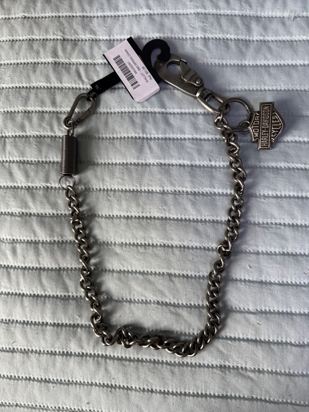 Harley-Davidson Silver Metal Chain Key Wallet Strap with Bar & Logo Charm